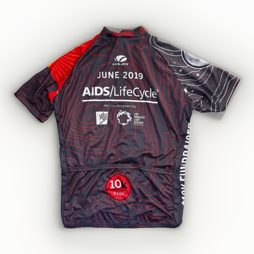 Voler Men's Cycling Jersey AIDS LifeCycle 10K Club June 2019 SF LA Black Red L - Picture 2 of 5